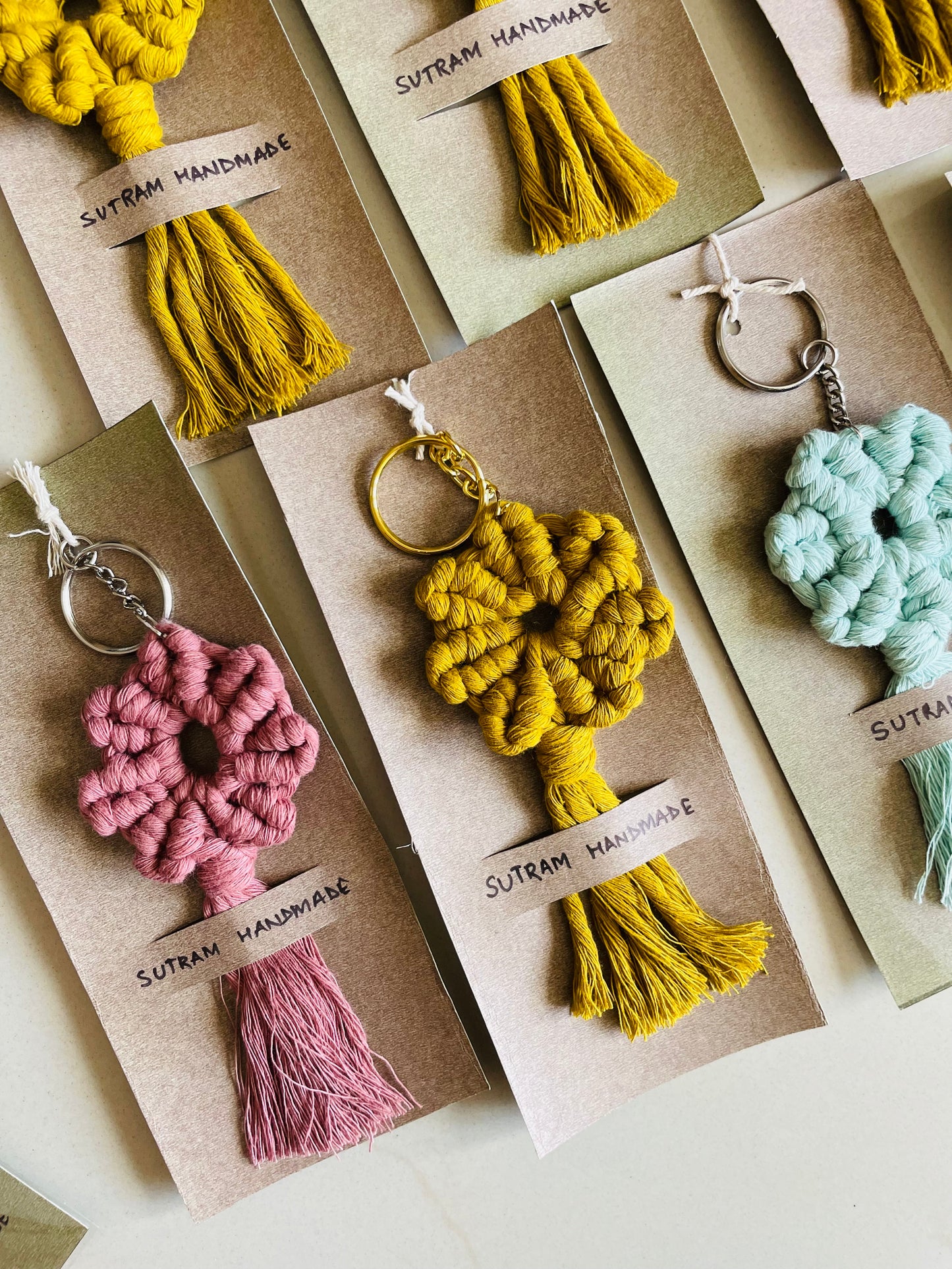 Flower Keychain (Set of 3) Pink, Yellow, Blue