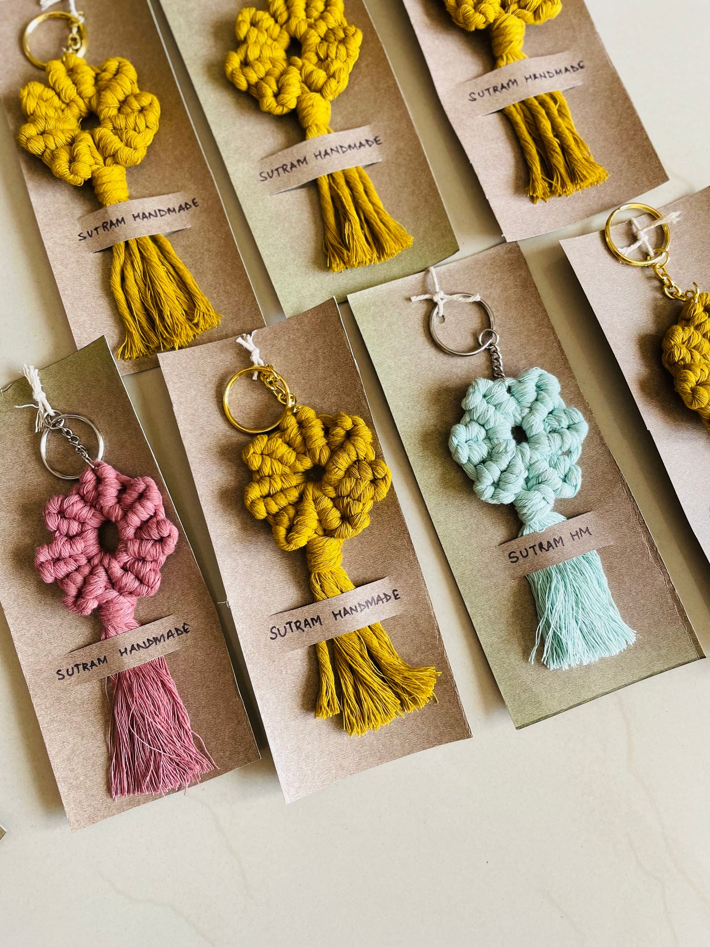 Flower Keychain (Set of 3) Pink, Yellow, Blue