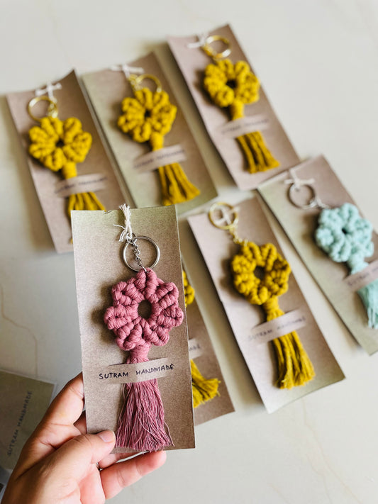 Flower Keychain (Set of 3) Pink, Yellow and Blue