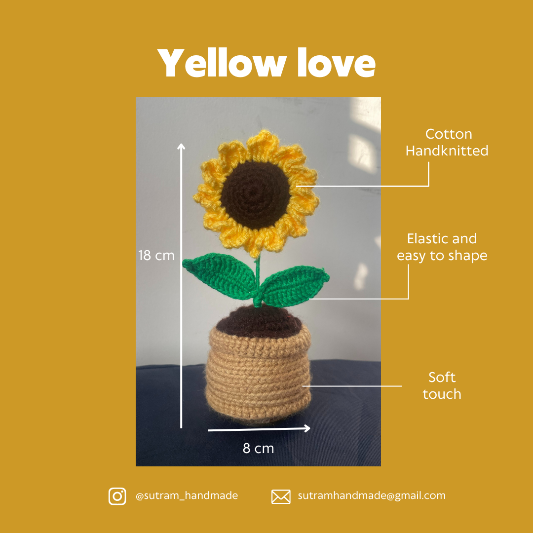 Crochet Sunflower Pot