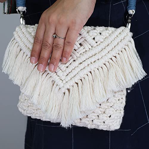 Macrame Boho Sling Handbag - Offwhite